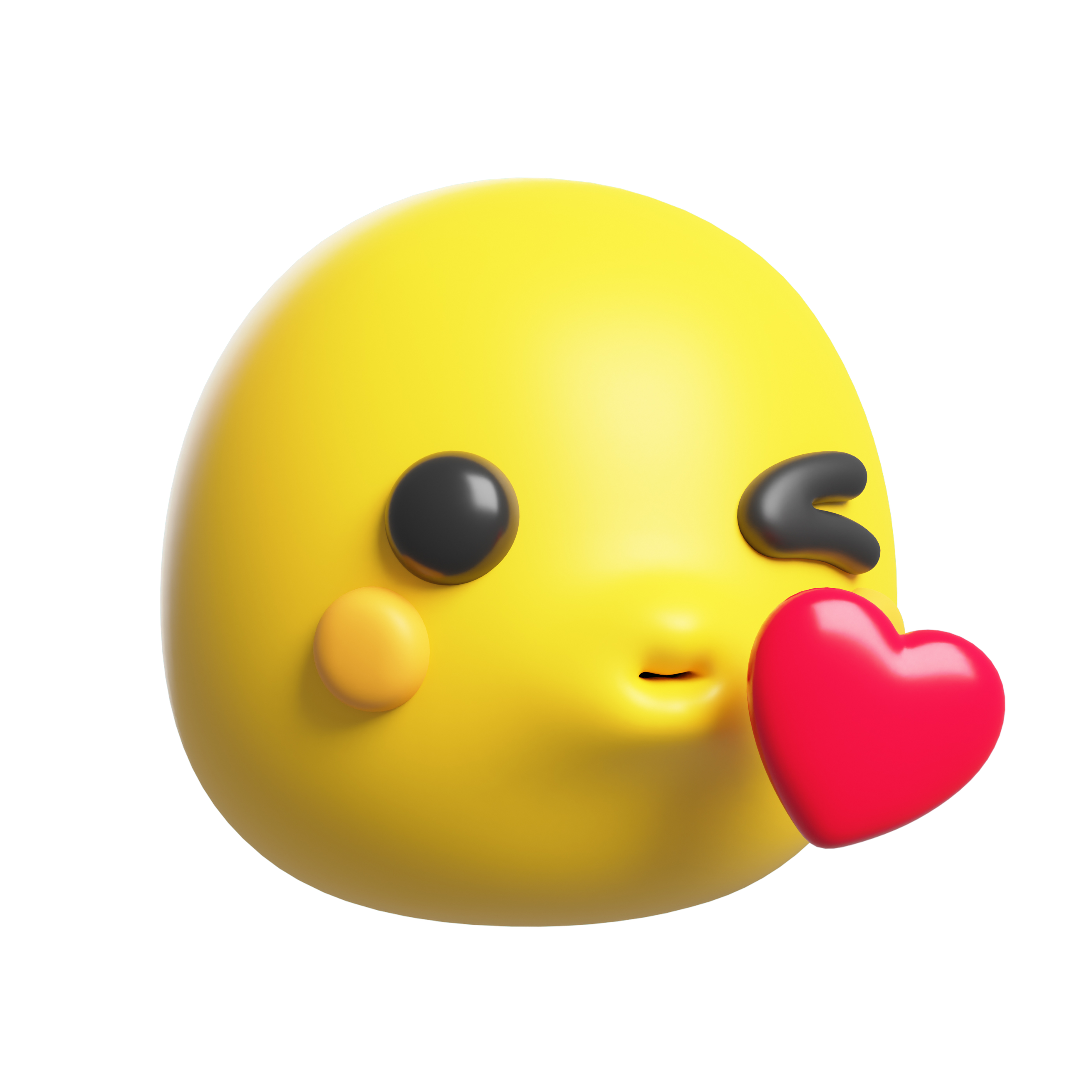 Emoji jaune qui fait un bisou avec un cœur rouge